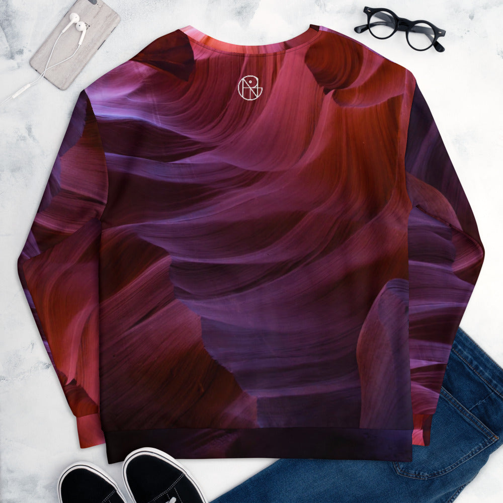 Lower antelope canyon print sweatshirt by Catherine Liang back view