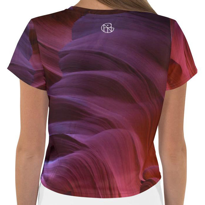 Back view of vibrant vinyasa crop top by Catherine Liang front view