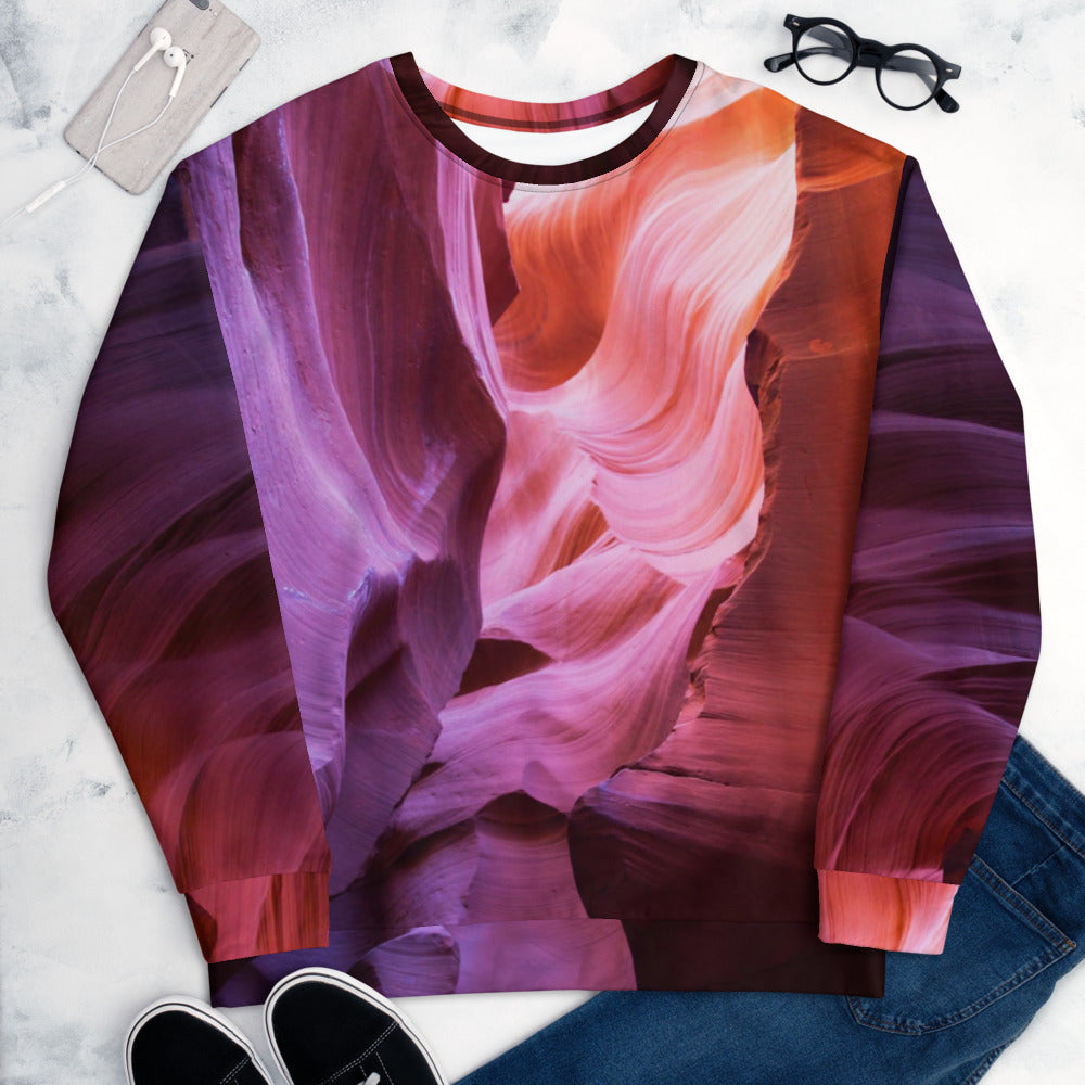Catherine Liang's sweatshirt lower antelope canyon print front view