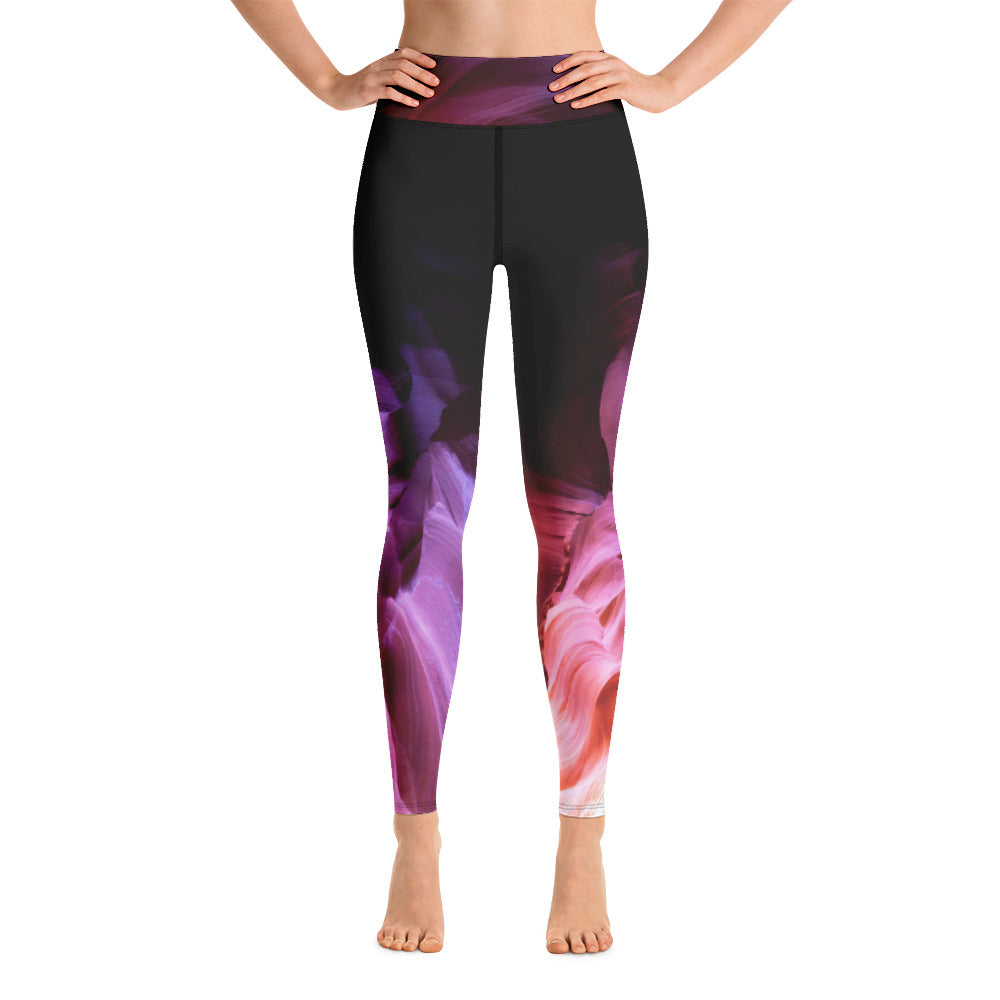 Lower antelope canyon print yoga leggings by Catherine Liang front view