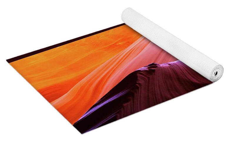 Rolled yoga mat by Catherine Liang sunrise salutations print